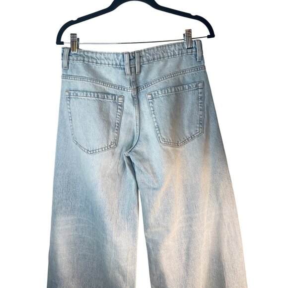 ZARA Womens Size 6 Light Wash Wide Leg Jeans Distressed Hem Denim Casual - Picture 11 of 14